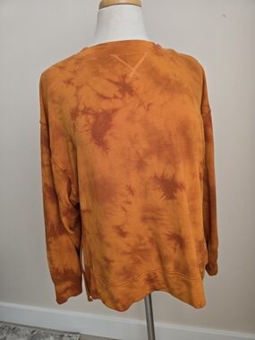 JoyLab Orange Tie-Dye Long Sleeve Crewneck Oversized Modal